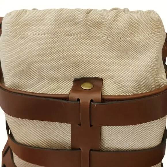 TRADEMARK Hesse caged leather canvas pouch bucket shoulder bag statement purse